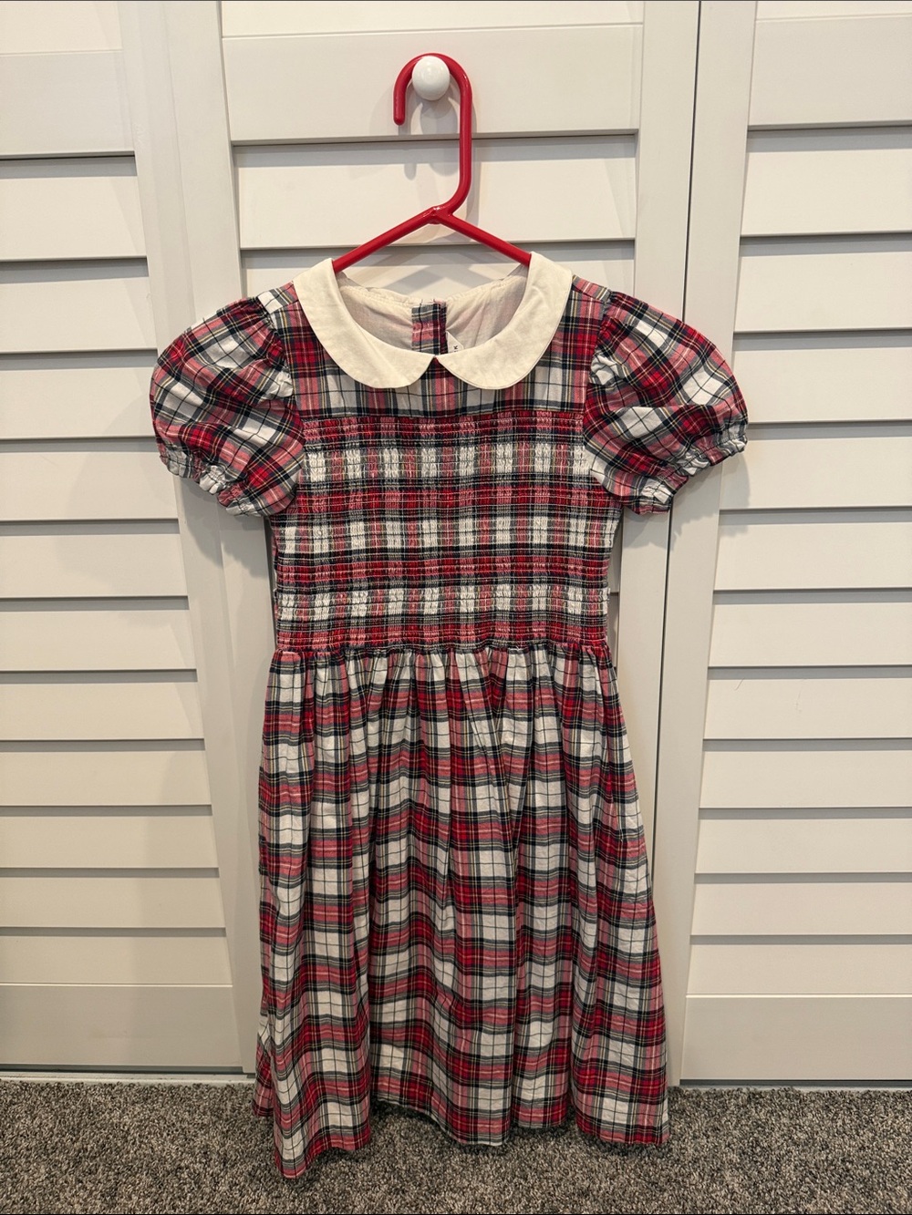 Janie and Jack Classic Red Plaid Peter Pan Collar Girls' size 8 Dress